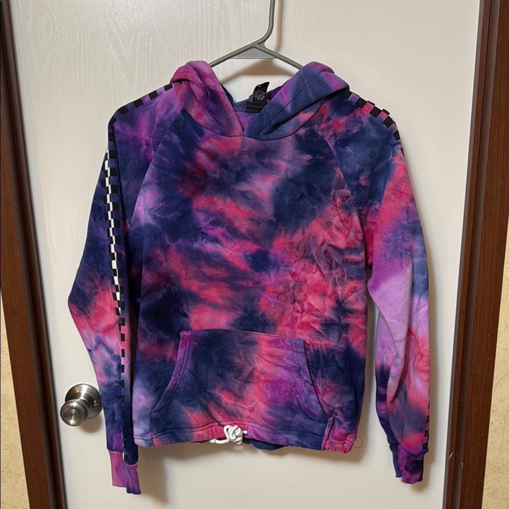 Rue21 Tie-Dye Hoodie with Checkered Sleeves Size S